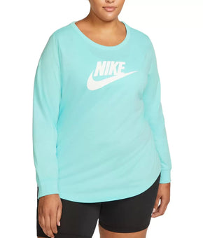 Nike Womens Plus Size Cotton Graphic Top blue Size 2X