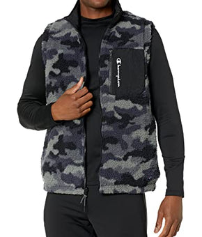 Champion mens Aop Sherpa Reversible Vest, Cammo Gravel Path Grey Black, Size S
