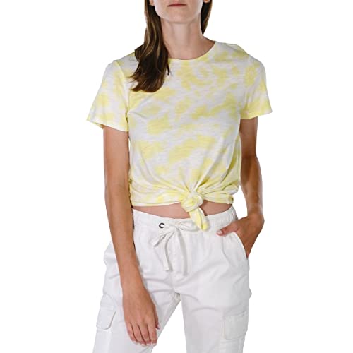 Sanctuary Womens Perfect Knot Tie-Dye Knotted Pullover Top Yellow Size M
