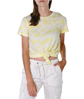 Sanctuary Womens Perfect Knot Tie-Dye Knotted Pullover Top Yellow Size M