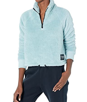 Calvin Klein Performance Women Long Sleeve Raglan 1/4 Zip Crop Pullover Blue Size XXL