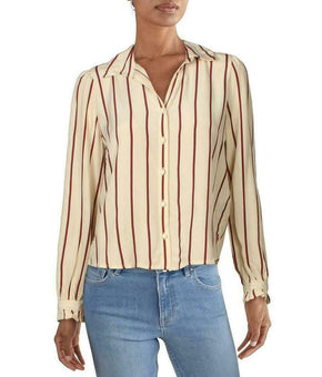 Levi's Women Collared Ruffled Blouse Button-Down Top Shirt Size M Ivory MSRP $70