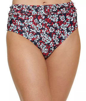 Tommy Hilfiger Floral High Waist Bikini Bottoms Swimsuit Blue Size XL Black,