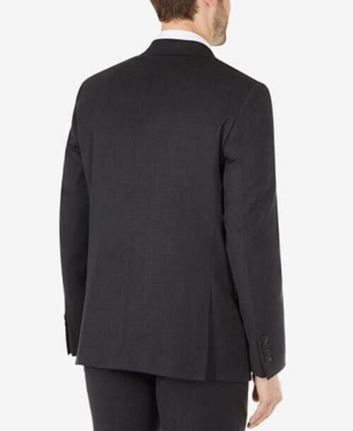 Calvin Klein Mens Check SkinnyFit Wool Blend Suit Jacket Black Size 36 Short