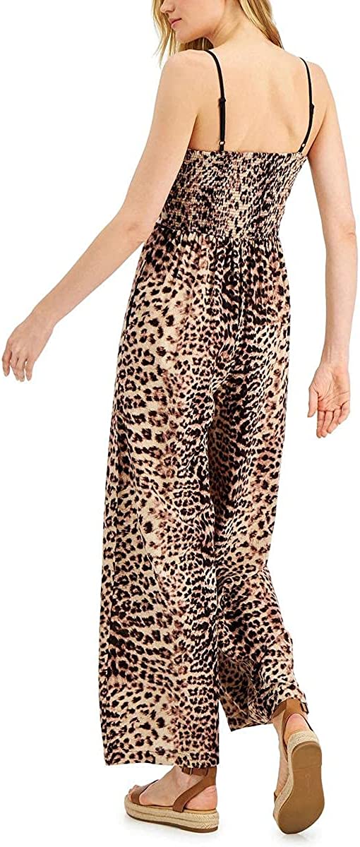 INC Womens Brown Pocketed Sleeveless V Neck Wide Leg Party Jumpsuit Size M