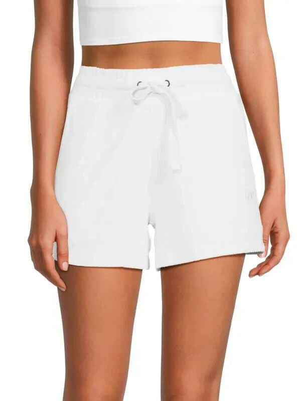 DKNY SPORT Women's Terry Cloth Relaxed Shorts White Size L MSRP $40