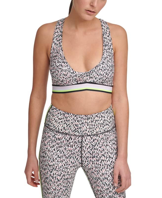 DKNY Sport Women's Printed Low-Impact Sports Bra (Atomic Confetti, X-Large) Size XL