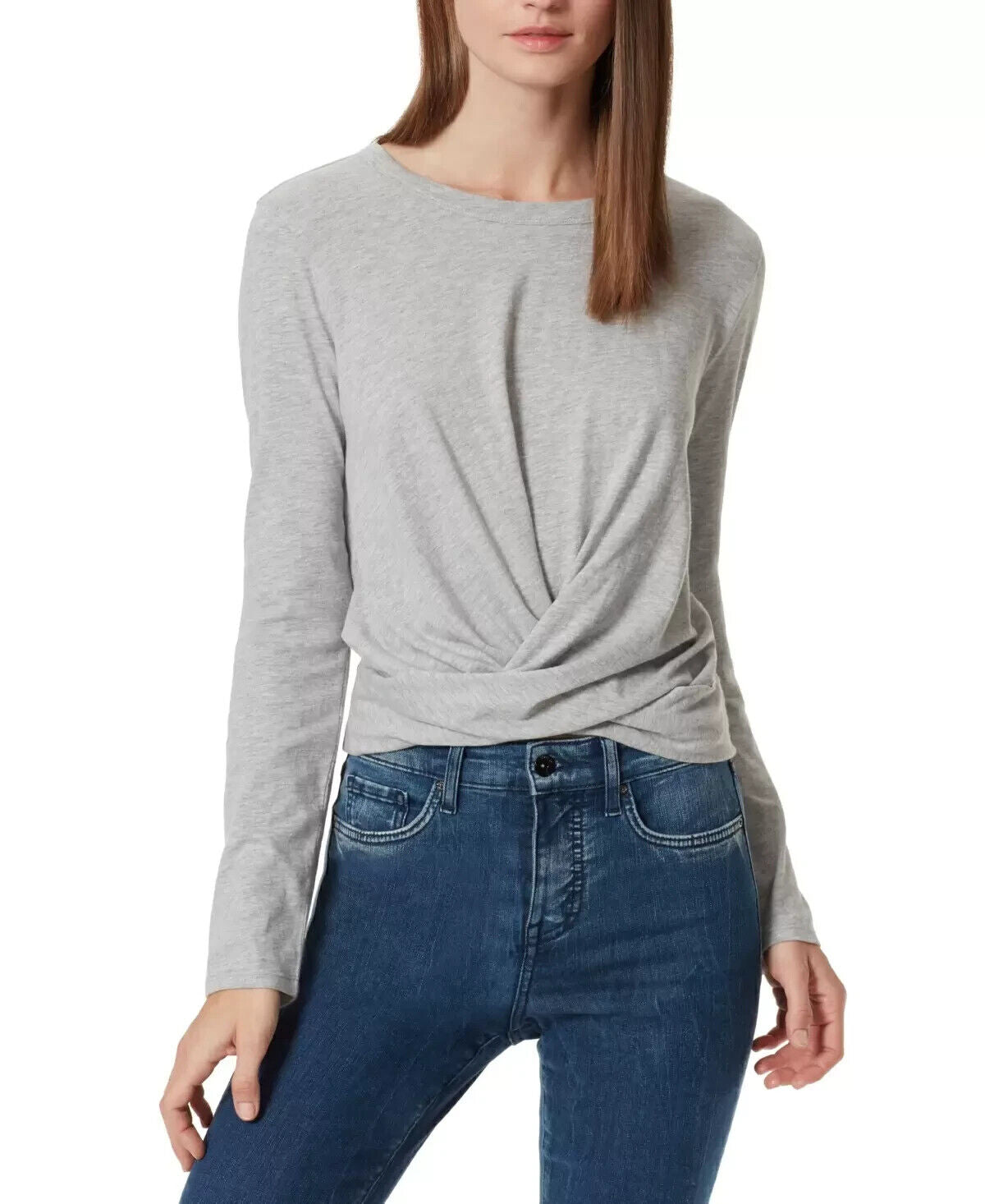 FRAYED DENIM Cotton Romi Twist-Front Top Gray Size L MSRP $50