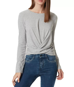 FRAYED DENIM Cotton Romi Twist-Front Top Gray Size L MSRP $50