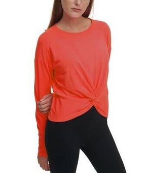 Dkny Sport Twist-Front Top Red Orange Size XS MSRP $50