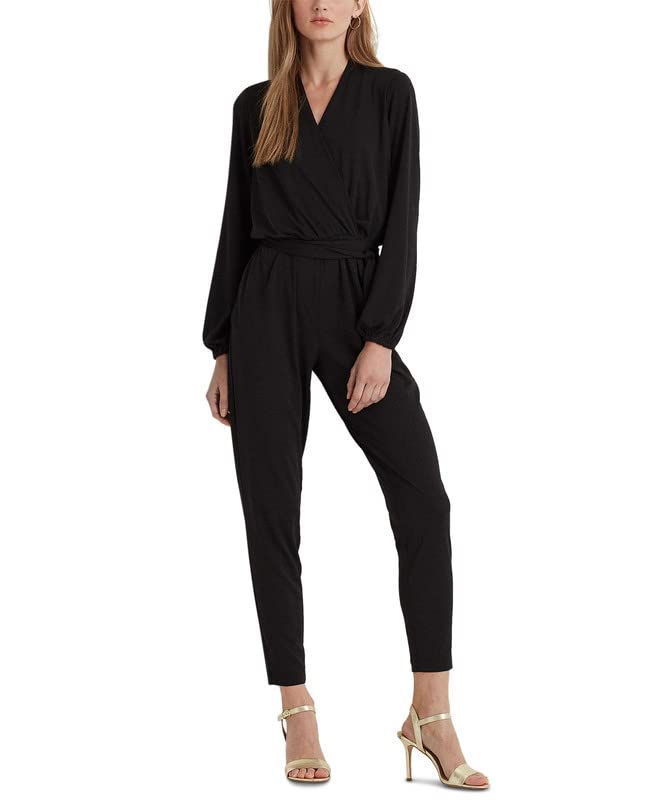 Lauren Ralph Lauren Women's Jersey Long-Sleeve Jumpsuit (Black, 10)