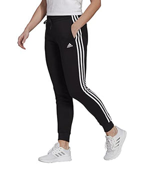 adidas Women's Plus Size Essentials Fleece Tapered Cuff Pants, Black/White, 1X