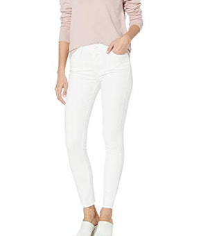 PAIGE Women's Hoxton High Rise Double Button Raw Hem Ankle Jean, Crisp White, 31