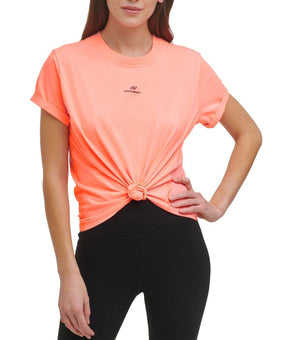 DKNY Women's Sport Cotton Logo T-Shirt Neon Orange Size XL MSRP $30