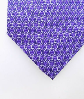 Bloomingdale's Linked Circle 100% Silk Classic Tie Purple MSRP $59