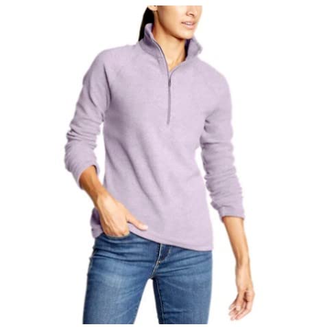 Eddie Bauer Womens Mock Neck Fleece Quarter Zip Pullover (Lavender.Medium) Lilac