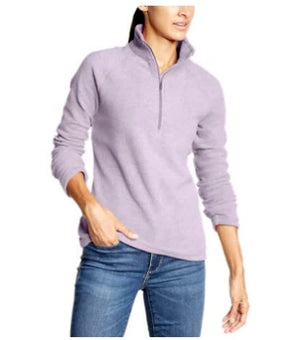 Eddie Bauer Womens Mock Neck Fleece Quarter Zip Pullover (Lavender.Medium) Lilac