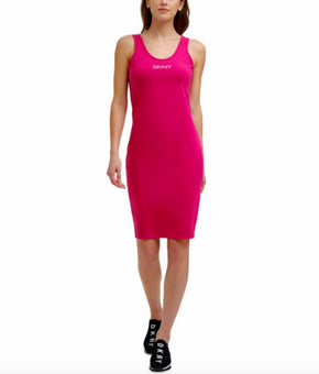 DKNY Sport Women's Embellished Logo Tank Dress Pink Size M MSRP $60