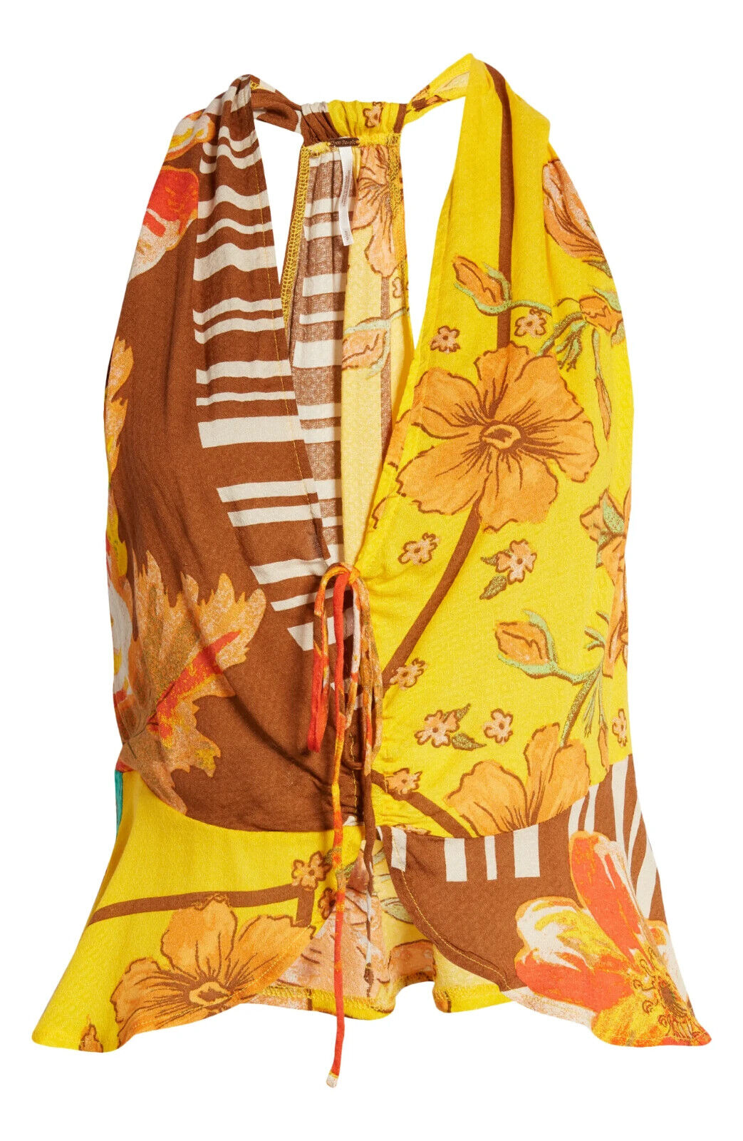 Free People Hot Tropics Tank Top Yellow Orange Size M MSRP $78