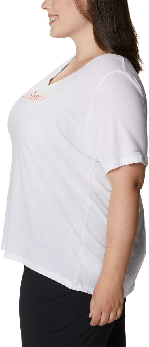 Columbia Women's Mount Rose Tee Shirt, Jersey Cotton Blend, White Size 2X Plus