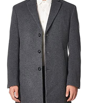 Michael Kors Men's Madison Top Coat, Solid Dark Grey Heather, 38R