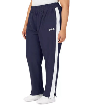 FILA Jovia Mid-Rise Contrast-Trim Track Pants Navy Blue Plus Size 3X MSRP $58