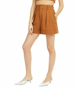 Danielle Bernstein Women's Pinstriped Cuffed Brown Chino Shorts size 8