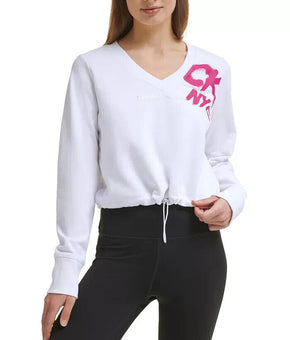 Calvin Klein Performance Women's Cinched Logo Sweatshirt White Size M MSRP $60