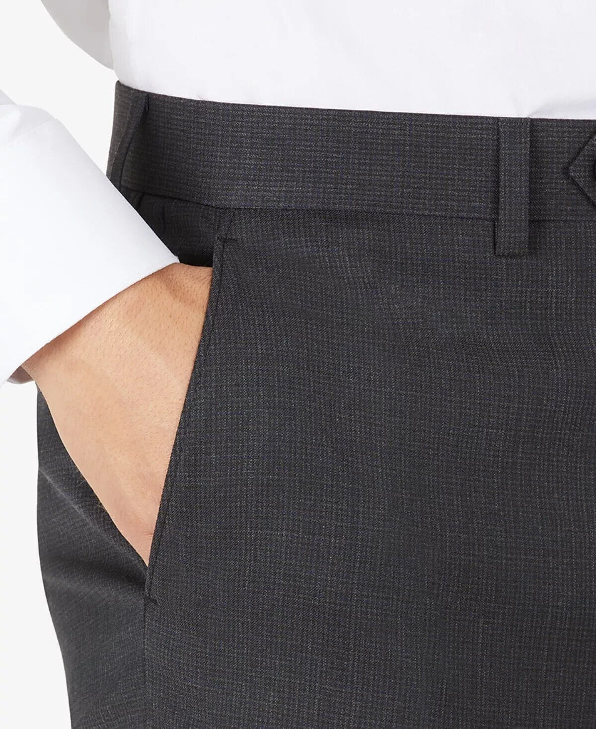 CALVIN KLEIN Men Slim-Fit Wool Suit Separates Pants Black Brown Size 36x30 $190