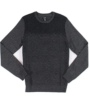 Alfani Mens Sweater Medium Crewneck Pattern Pullover Wool Gray M
