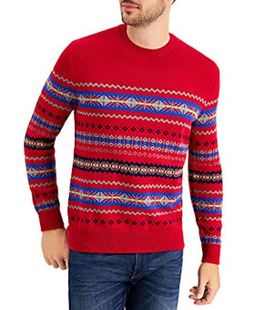 Clubroom Mens Red Fair Isle Crew Neck Sweater Red Size XL