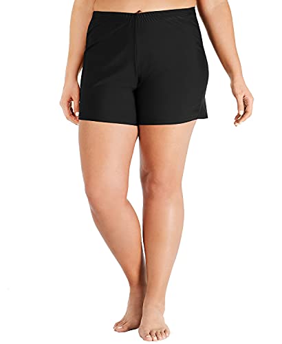 Island Escape Women Plus Size Slimming Beachwear Swim Shorts Black Size 16 Plus