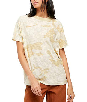 Free People Maybelle T-Shirt Camo Sand Combo Beige Size S