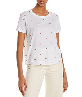 Splendid Heart Embroidered Tee White/Clay Size M (Women's 6-8)