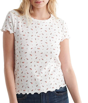 Lucky Brand Women's Short Sleeve Crew Neck Lucky Baby Tee Ivory Size XL MSRP $40