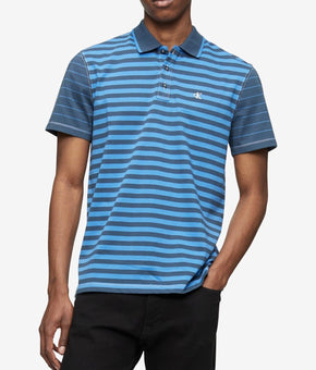 CALVIN KLEIN Men's Striped Monogram Polo Shirt Blue Size XS MSRP $70