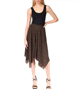 MICHAEL KORS Cheetah-Print Pull-On Skirt Black Size S MSRP $125