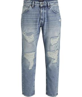Jack & Jones Men's Tapered Fit Destroyed Style Fred Jeans Size 36X32 Blue Denim