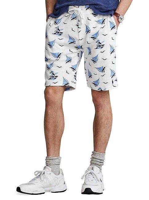 Polo Ralph Lauren Terry Sailboat Athletic Terry Shorts White Size M MSRP $99