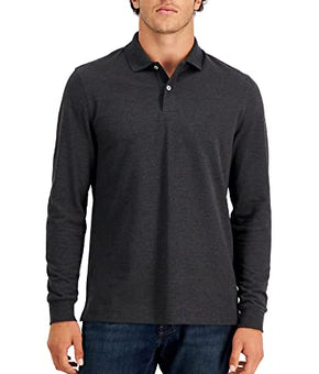 Clubroom Mens Black Heather Long Sleeve Stretch Polo Size M