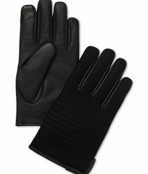 CALVIN KLEIN Men's Melton Faux-Leather Touchscreen Gloves, Black XL