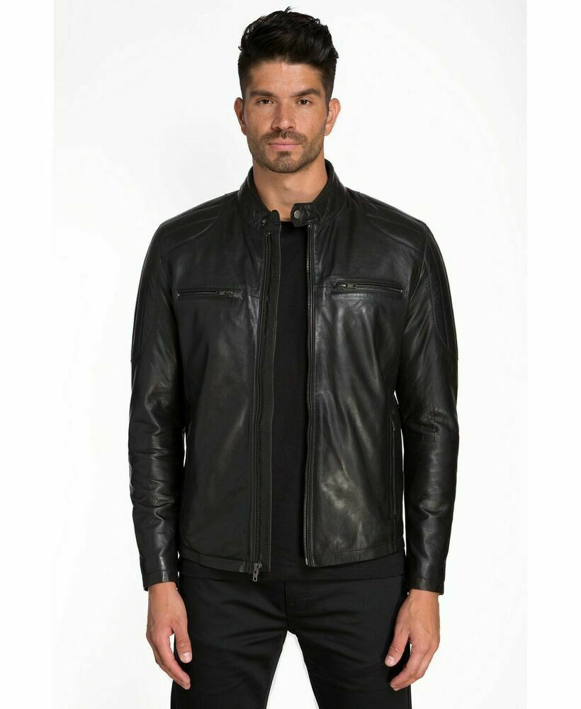 Jared Lang Leather Jacket Black Mens Size S MSRP $395