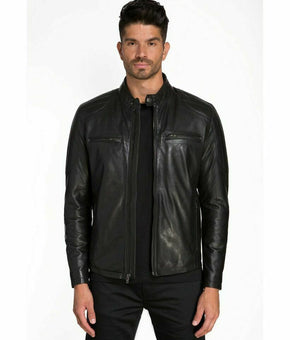 Jared Lang Leather Jacket Black Mens Size S MSRP $395