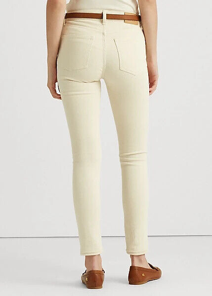 Ralph Lauren High-rise Skinny Ankle Jeans In Mascarpone Cream Wash Size 14 $100