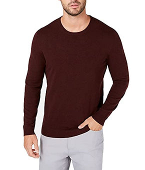 Alfani Mens Burgundy Red Heather Crew Neck Cotton Blend Pullover Sweater Size M