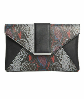 INC Luci Gray Clutch Python-Embossed Envelope Multi-snake with strap Handbag