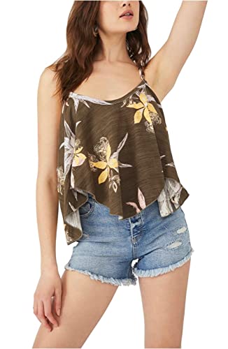Free People Hey Girl Cotton Tank Top, Army Combo, X-Large