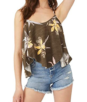 Free People Hey Girl Cotton Tank Top, Army Combo, X-Large