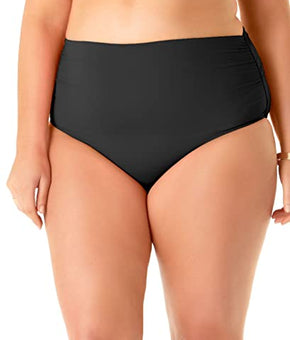 Anne Cole Plus Convertible High Waist Shirred Swimwear Bottom Black Size 16W