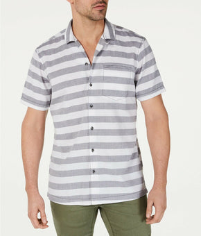 INC International Concepts Men's Striped Camp Shirt Size XXXL White Gray